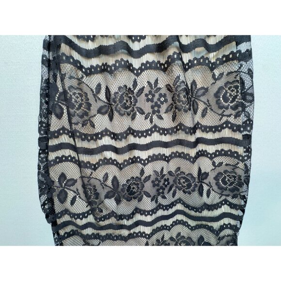 First Kiss Womens Bodycon Slip Dress Size L Black Floral Lace Sleeveless Y2K - Picture 6 of 14